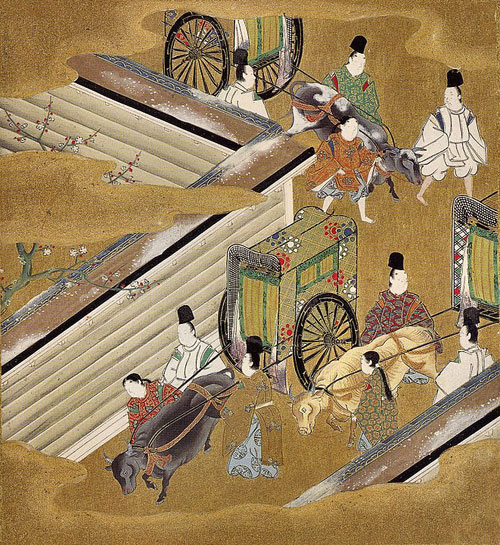 Кареты в Киото. Японская иллюстрация 17 века: https://ru.wikipedia.org/wiki/История_Японии#/media/Файл:Ch42_nioumiya.jpg